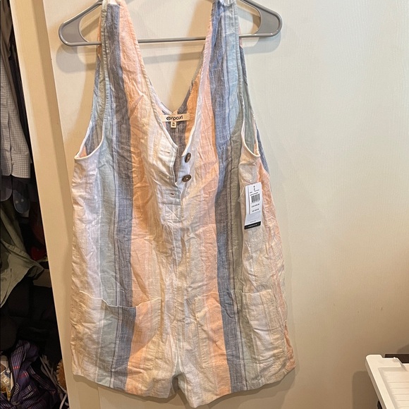 Rip Curl Peach and Blue Striped Romper - Picture 1 of 3